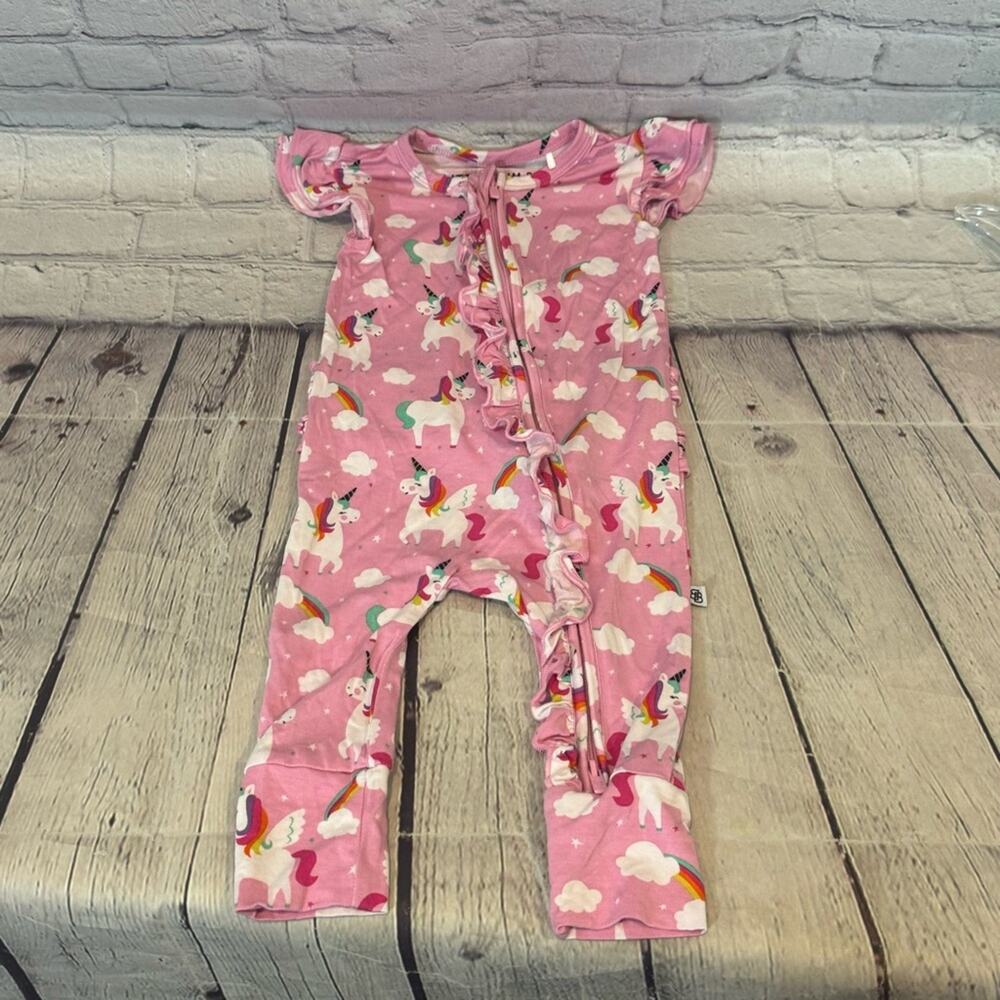 Little Bum Bums Unicorn Short Sleeve Bamboo Ruffle Romper